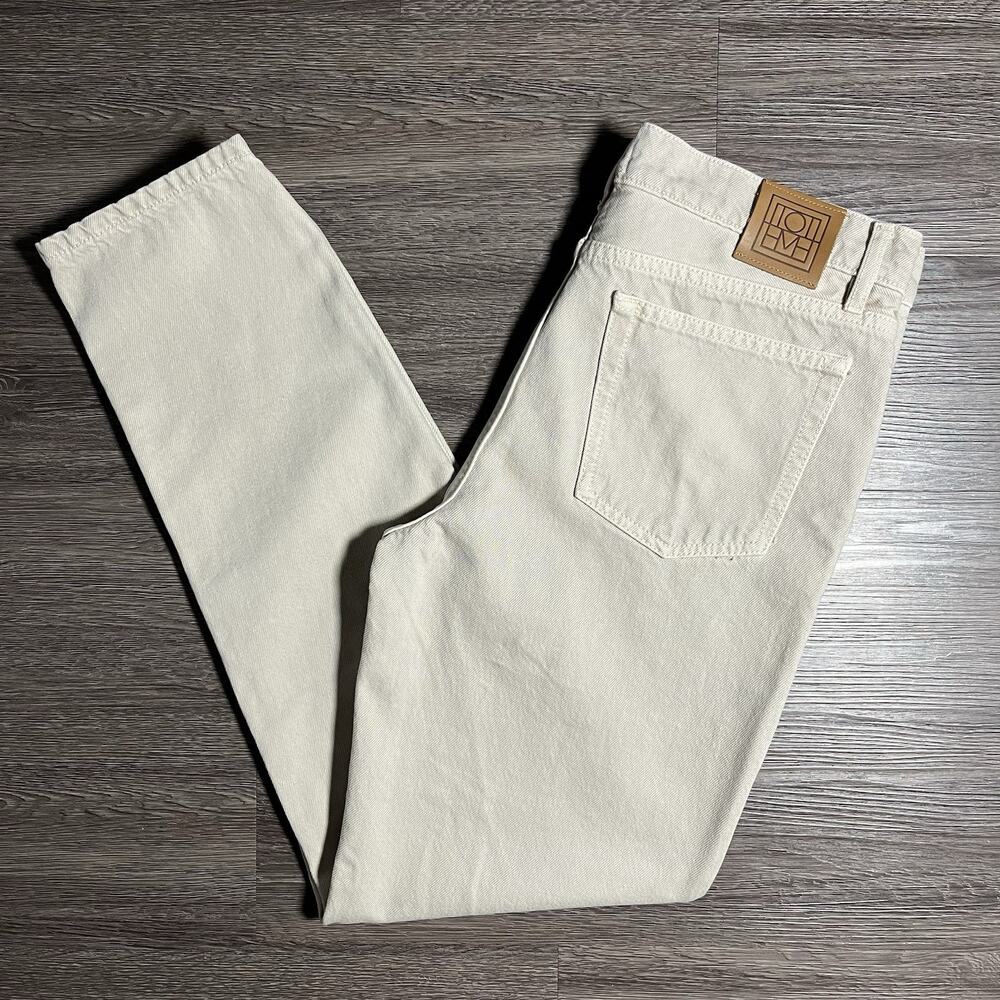 TOTEME Low Taper Jeans Women's 29 Smoke Beige Organic Cotton 244WRB0222 EUC